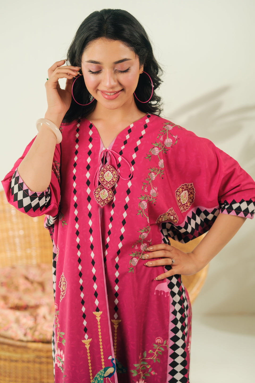 Sprinkles Girls RTW Printed Crepe 1 Piece Suit Peacock Grace Festive Collection