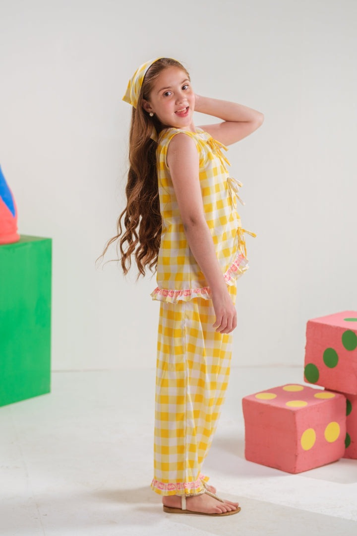 Sprinkles Girls RTW Printed Poly 2 Piece Suit Gingham Check Casual Collection