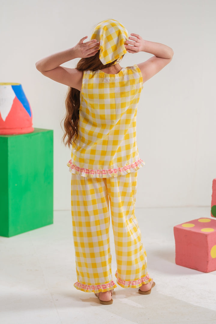 Sprinkles Girls RTW Printed Poly 2 Piece Suit Gingham Check Casual Collection