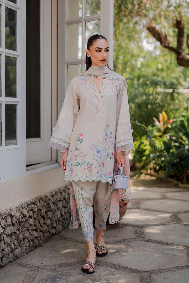 Nura by Sahar RTW Embroidered Cambric Co-Ord Sets Suit Vanilla Latte Casual Collection