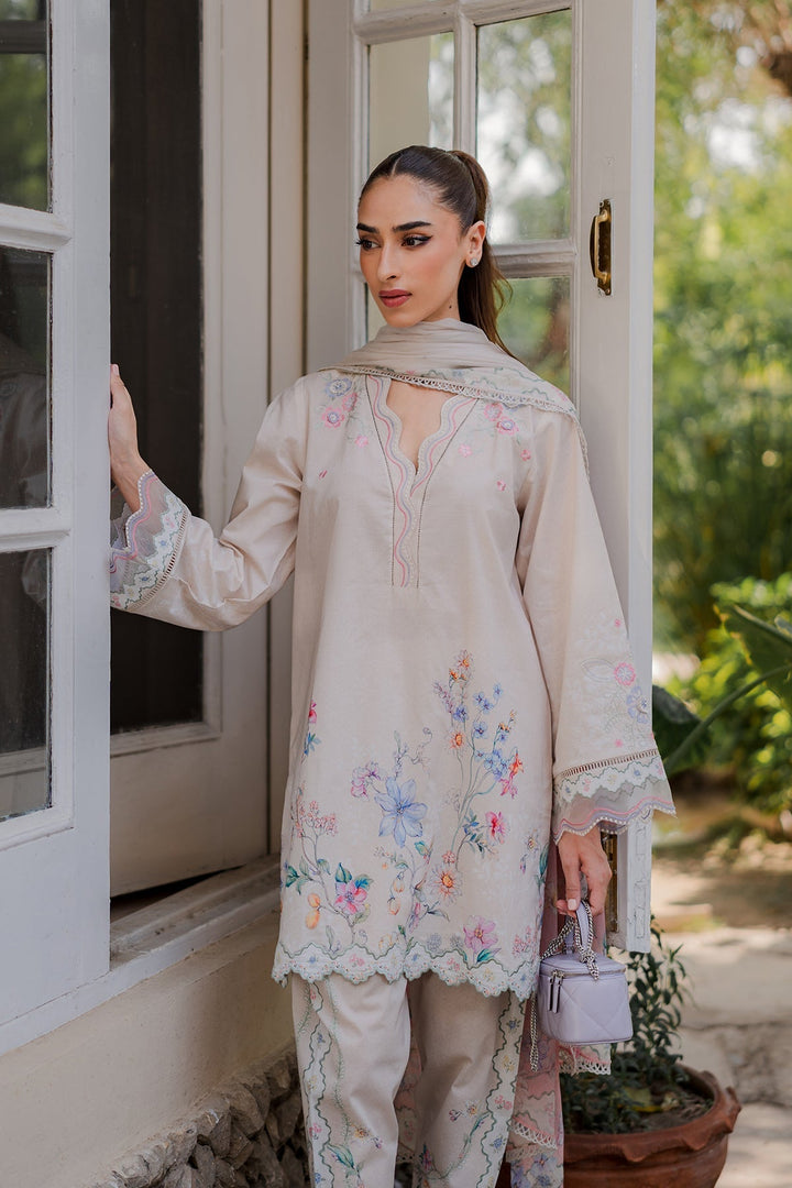 Nura by Sahar RTW Embroidered Cambric Co-Ord Sets Suit Vanilla Latte Casual Collection