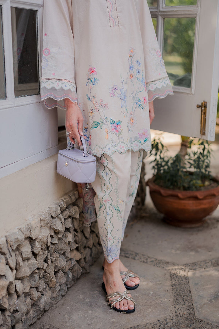 Nura by Sahar RTW Embroidered Cambric Co-Ord Sets Suit Vanilla Latte Casual Collection