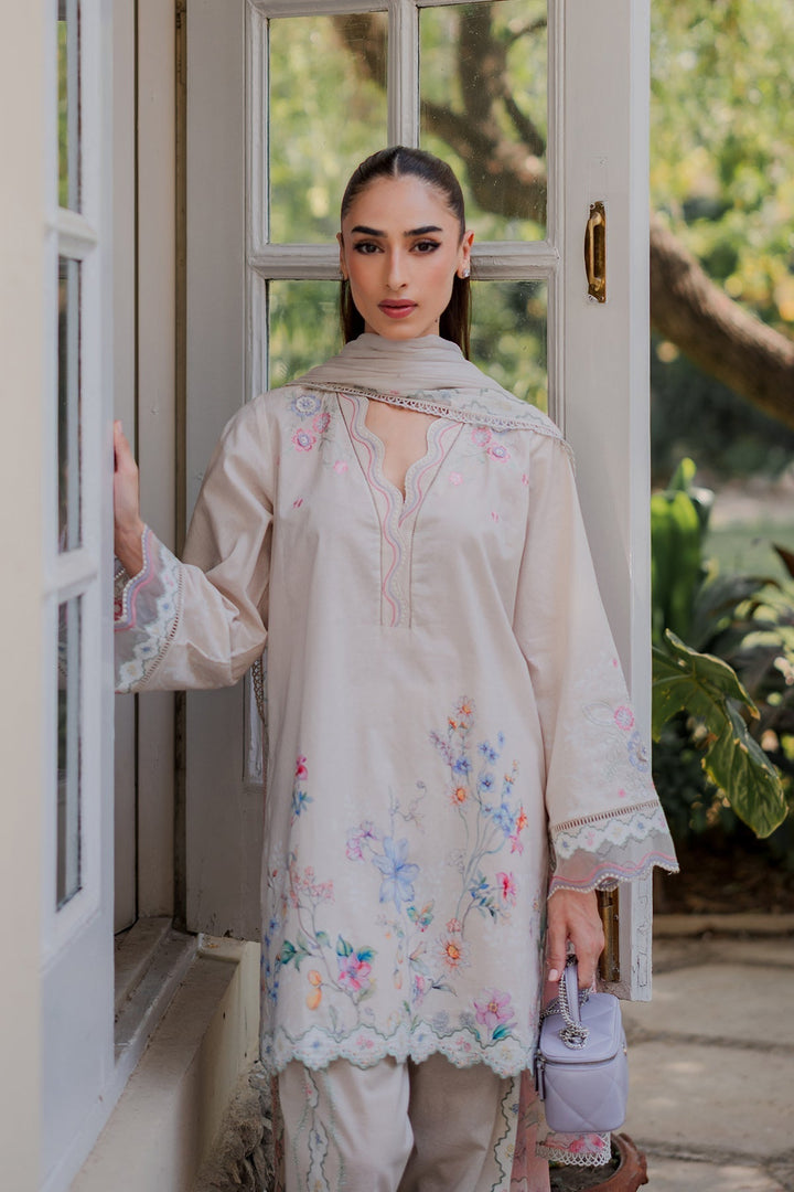 Nura by Sahar RTW Embroidered Cambric Co-Ord Sets Suit Vanilla Latte Casual Collection