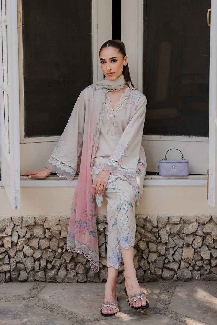 Nura by Sahar RTW Embroidered Cambric Co-Ord Sets Suit Vanilla Latte Casual Collection