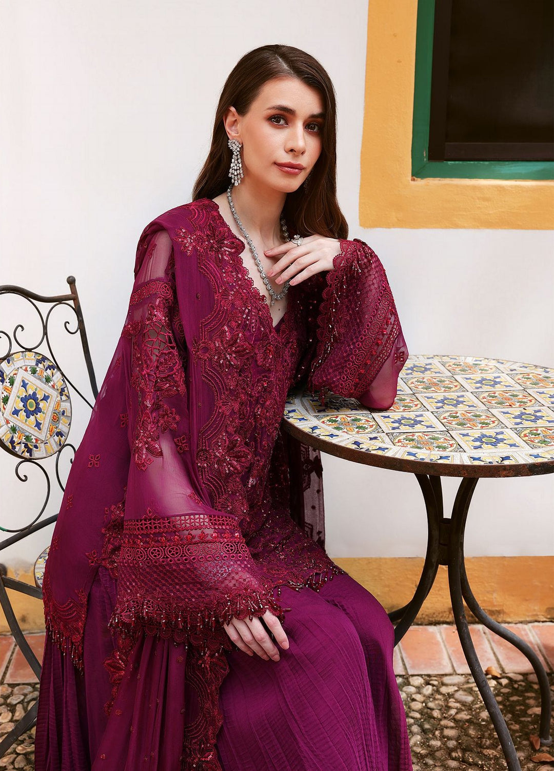 Lumiere by Saira Rizwan Unstitched Embroidered Bamber Chiffon 3 Piece Suit SR26ULF Willow SRL26-04 - Festive Collection