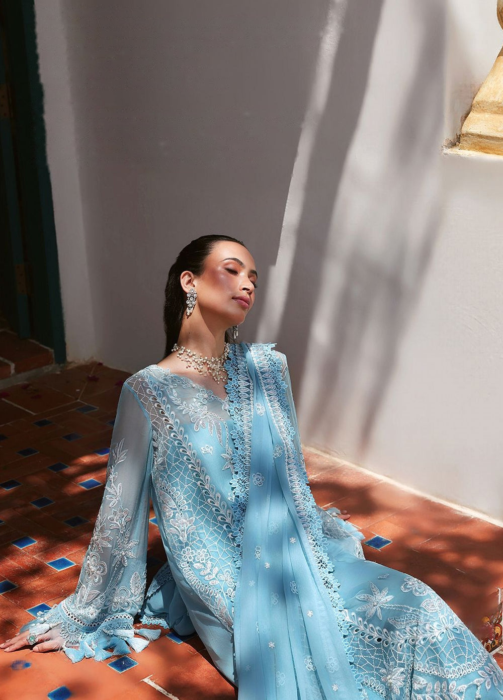 Lumiere by Saira Rizwan Unstitched Embroidered Bamber Chiffon 3 Piece Suit SR26ULF Iris SRL26-08 - Festive Collection