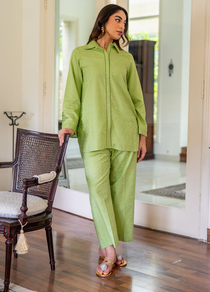 Pret Essentials by Sahar Womens Pret Embroidered Jacquard 2 Piece Suit SSDJ-RK-V2-01 Celadon bliss