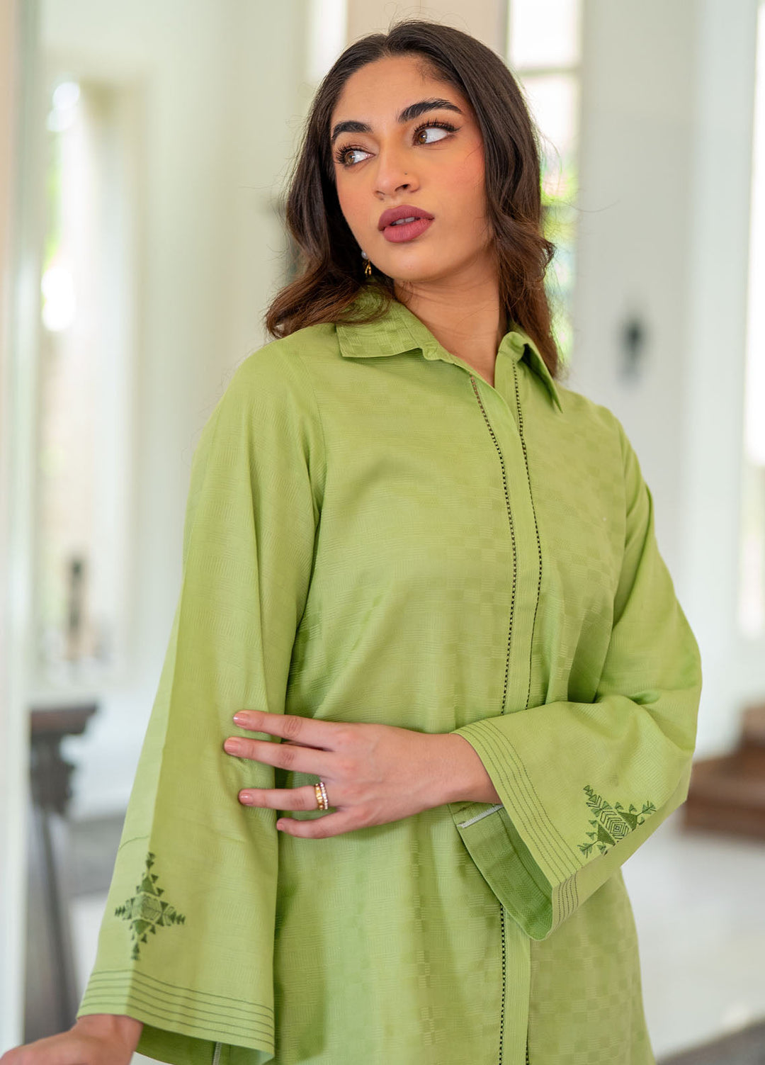 Pret Essentials by Sahar Womens Pret Embroidered Jacquard 2 Piece Suit SSDJ-RK-V2-01 Celadon bliss