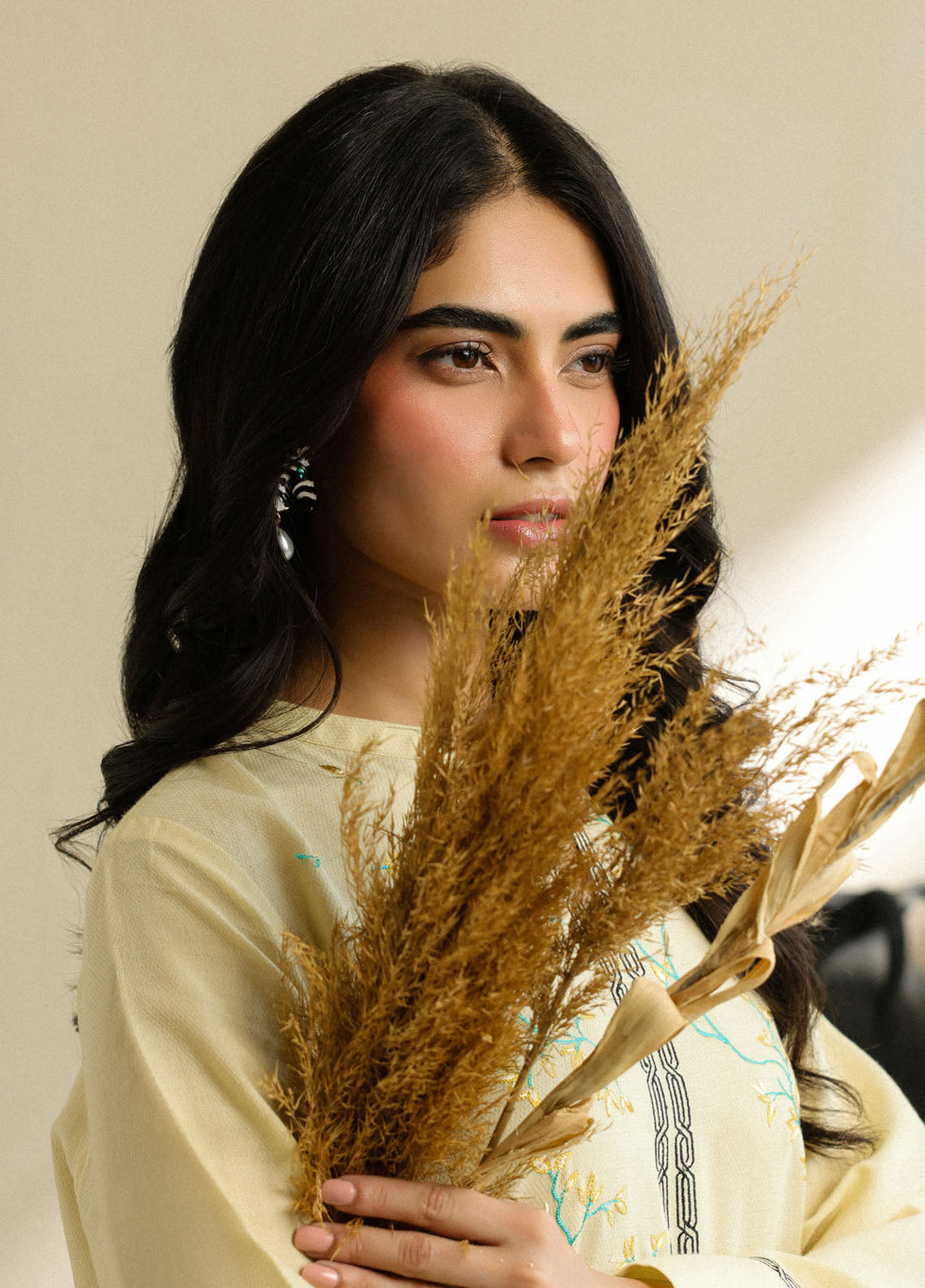 Pret Essentials by Sahar Womens Pret Embroidered Jacquard 2 Piece Suit SSSJE-YA-04 Lemon Blossom