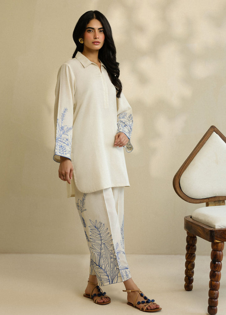 Pret Essentials by Sahar Womens Pret Embroidered Jacquard 2 Piece Suit SSSJE-ZH-01 Camellia Pearl