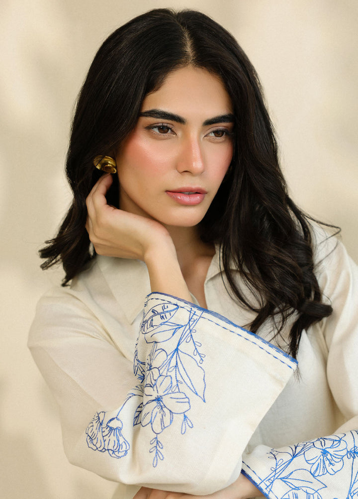 Pret Essentials by Sahar Womens Pret Embroidered Jacquard 2 Piece Suit SSSJE-ZH-01 Camellia Pearl