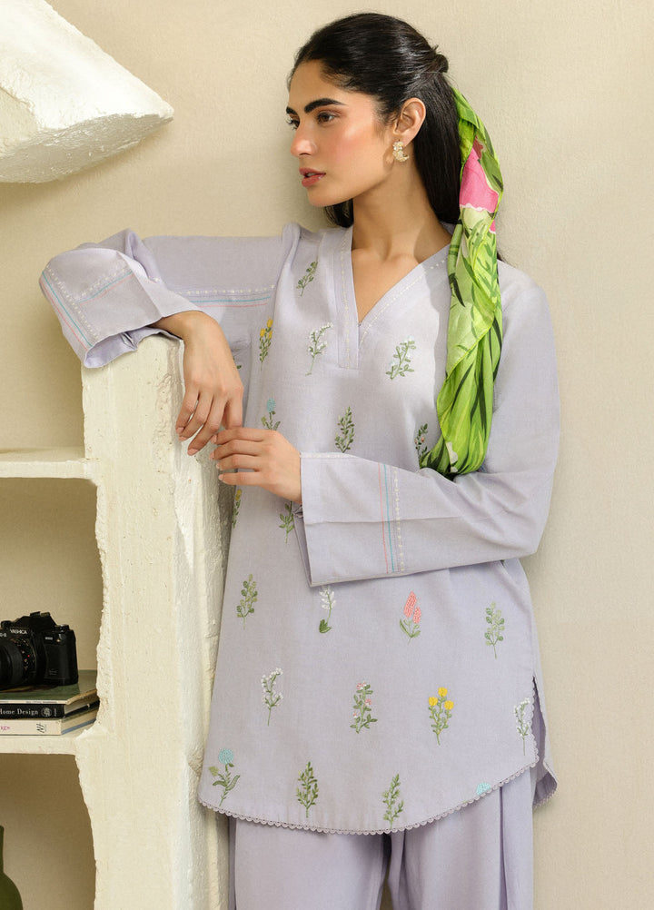 Pret Essentials by Sahar Womens Pret Embroidered Jacquard 2 Piece Suit SSSJE-ZH-02 Iris Glow
