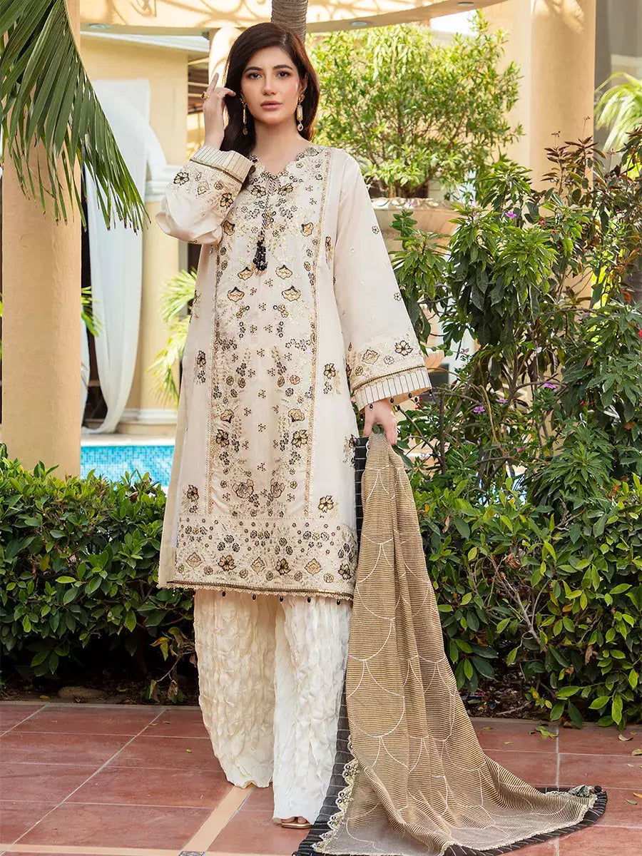 Jashn e Noor by Salitex Unstitched Embroidered 3 Piece Organza SUNW7NO089 - Summer Collection