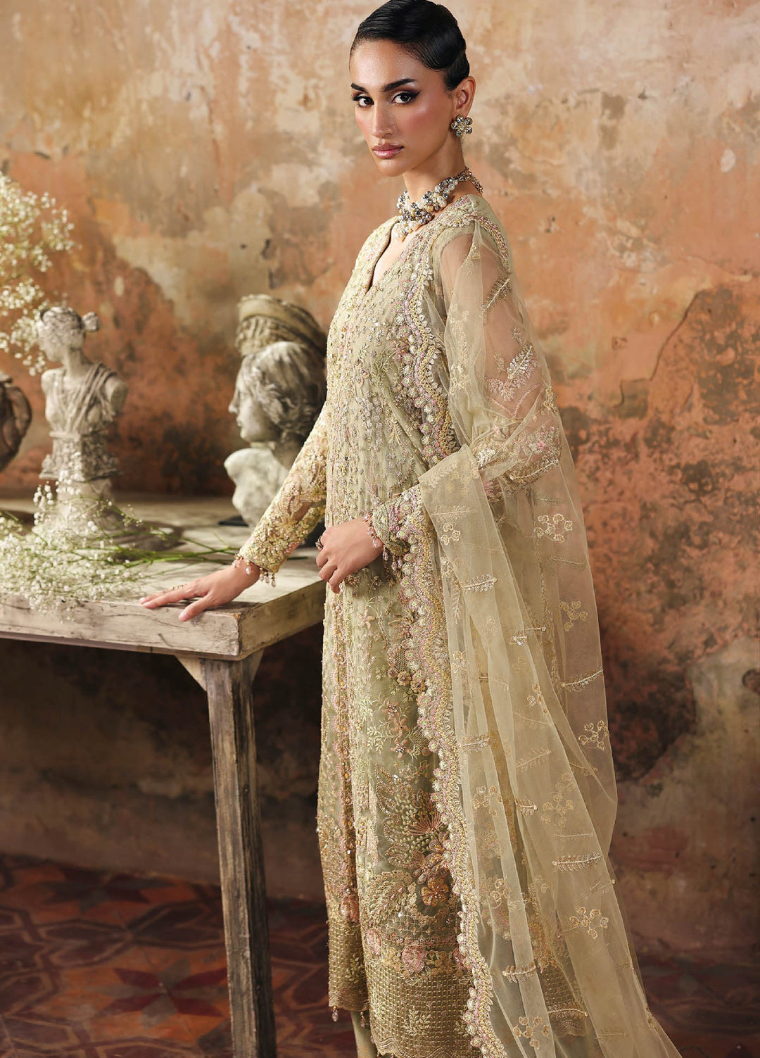 Sage by Rajbari Unstitched Luxury Formals Embroidered Net Suits 4 Piece RB25SF ART-02 Celestia - Formal Collection
