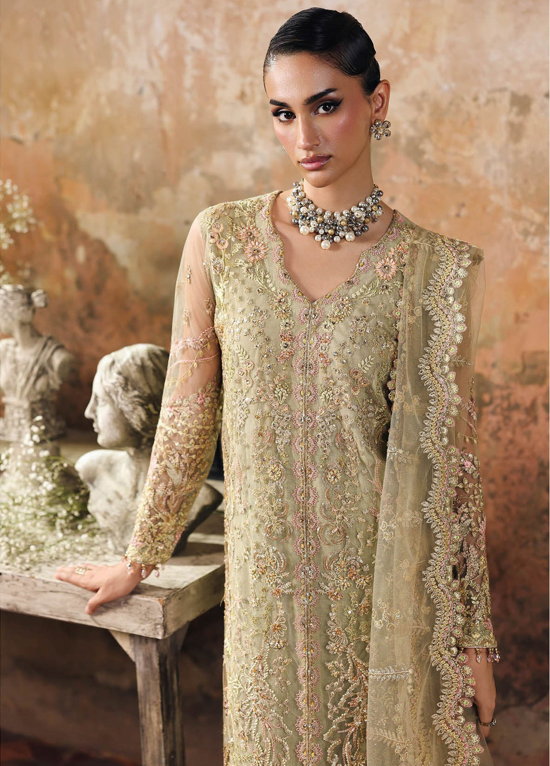 Sage by Rajbari Unstitched Luxury Formals Embroidered Net Suits 4 Piece RB25SF ART-02 Celestia - Formal Collection