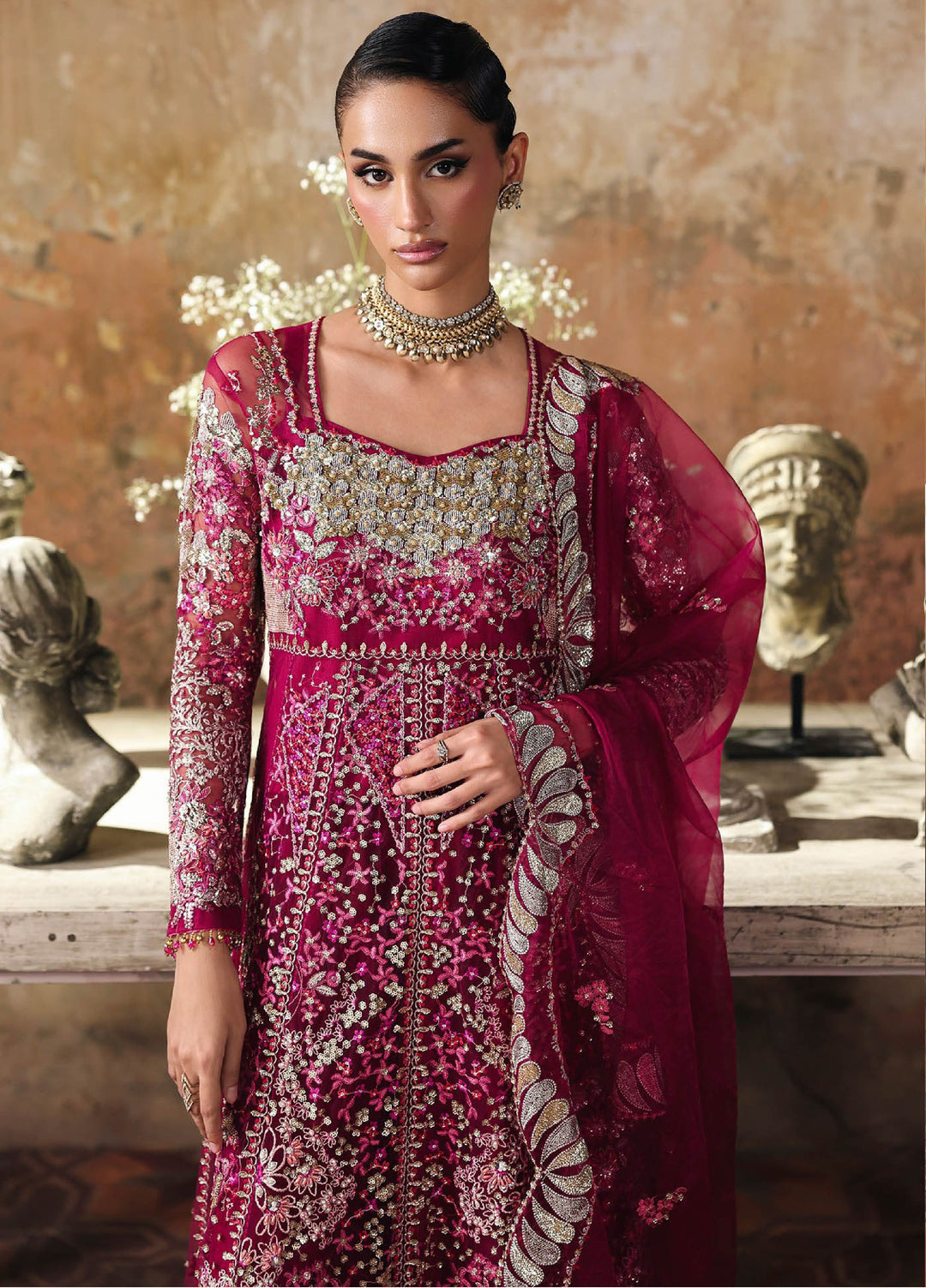 Sage by Rajbari Unstitched Luxury Formals Embroidered Net Suits 4 Piece RB25SF ART-06 Roselle - Formal Collection