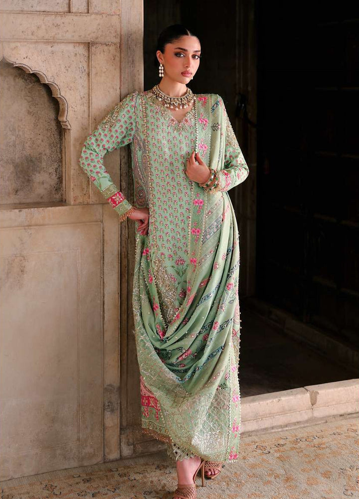 Saira Shakira Unstitched Embroidered Tissue Silk 3 Piece Suit SSR26UW Lotus - Wedding Collection