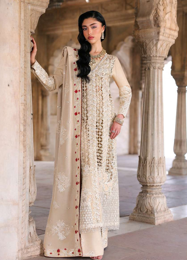 Saira Shakira Unstitched Embroidered Korean Silk 3 Piece Suit SSR26UW Rose - Wedding Collection
