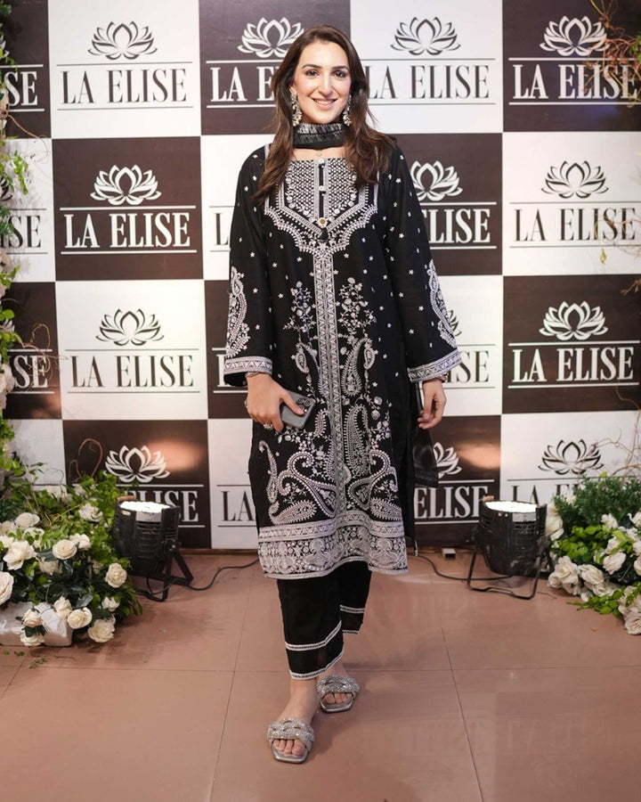 La Elise Women RTW Embroidered Lawn 3 Piece Suit 0001401 Sanam - Casual Collection