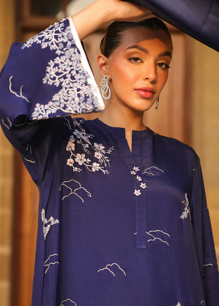 Luxe by Sahar Pret Embroidered Raw Silk 3 Piece Sapphire Grace