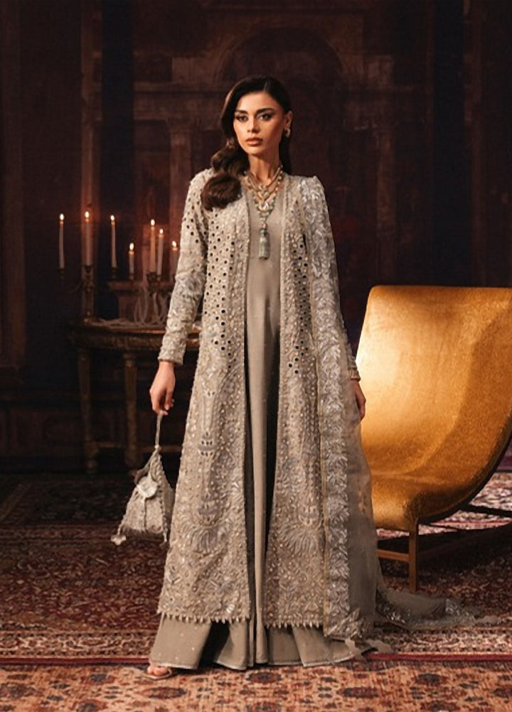 Lamore by Sardinia Unstitched Hand work Silk 3 Piece Suit SR26ULW Sage Smoke 1903 - Wedding Collection