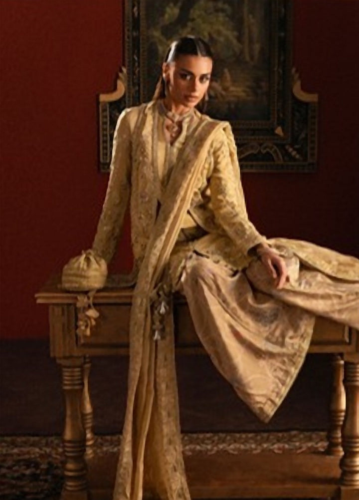 Lamore by Sardinia Unstitched Hand work Silk 3 Piece Suit SR26ULW Amber Crown 1905 - Wedding Collection