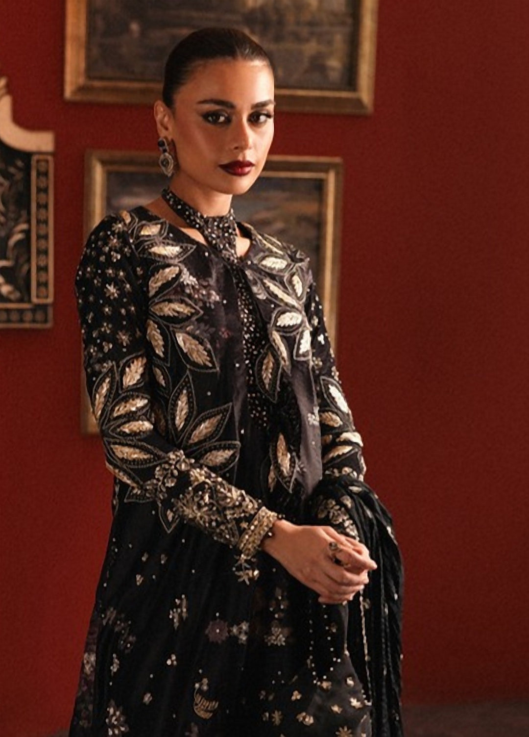 Lamore by Sardinia Unstitched Hand work Velvet 3 Piece Suit SR26ULW Midnight Majest 1907 - Wedding Collection