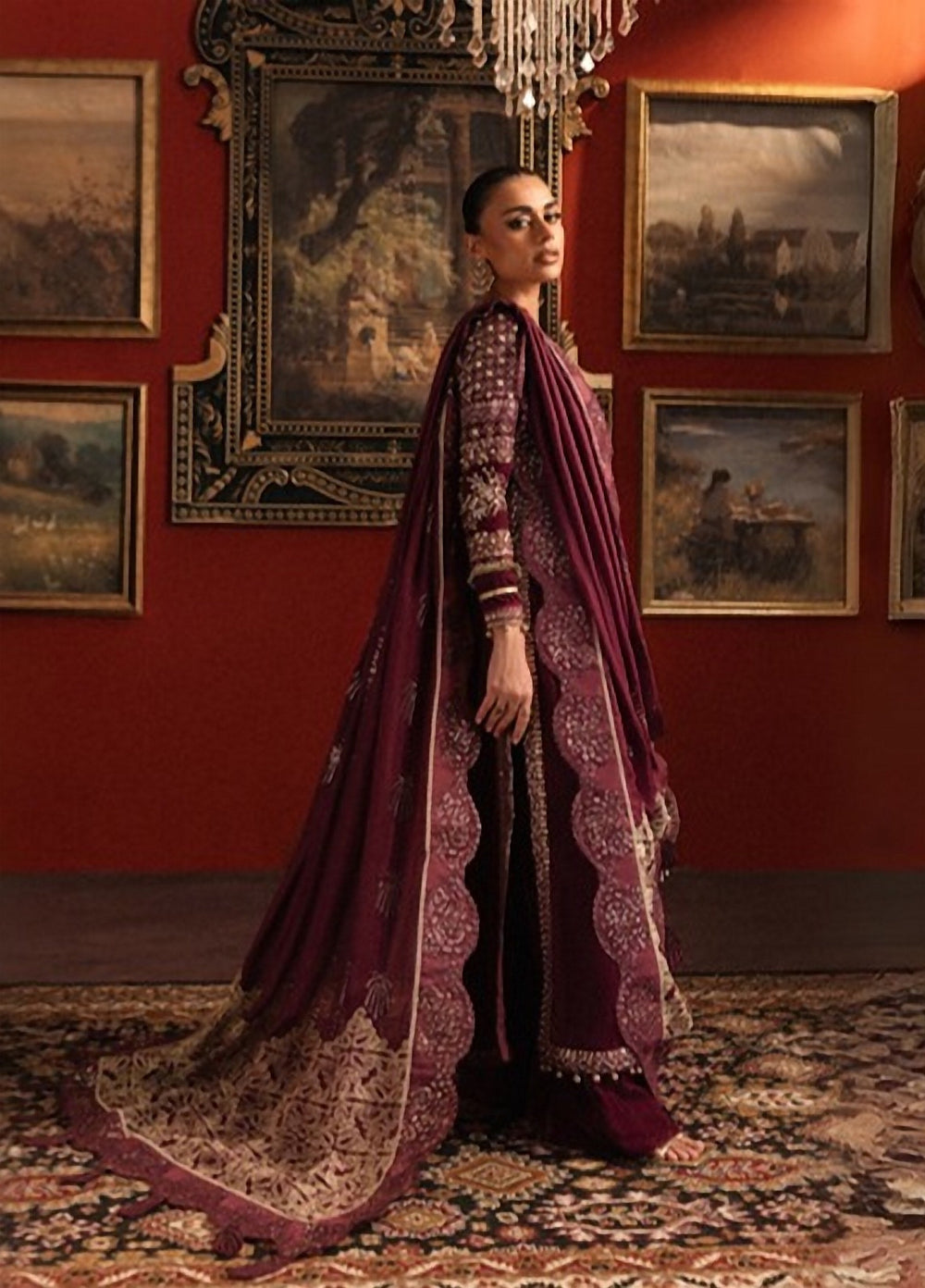 Lamore by Sardinia Unstitched Hand work Velvet 3 Piece Suit SR26ULW Mulberry Muse 1908 - Wedding Collection