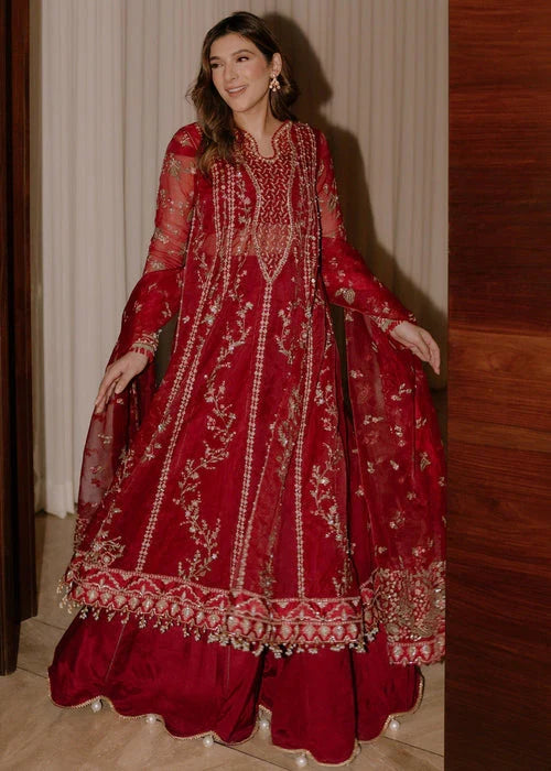 Siraa by Sadaf Fawad Khan Unstitched Suits 3 Piece SDF25SF Scarlet - Formals Collection