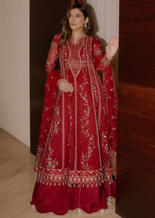 Siraa by Sadaf Fawad Khan Unstitched Suits 3 Piece SDF25SF Scarlet - Formals Collection