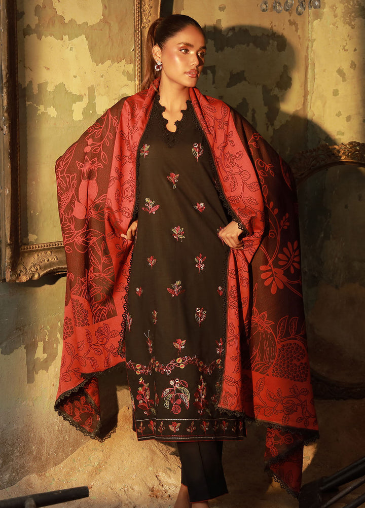 Sahar Embroidered Cross Hatch Suits Unstitched 3 Piece SHR25FU AW1-25-12 Scarlet Eclipse - Winter Collection