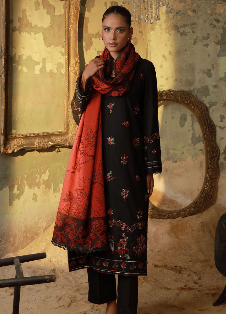 Sahar Embroidered Cross Hatch Suits Unstitched 3 Piece SHR25FU AW1-25-12 Scarlet Eclipse - Winter Collection