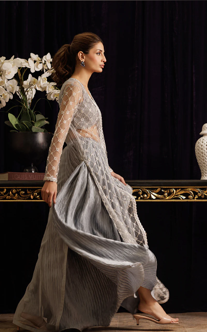 Thread and Motifs Pret Embroidered Net 3 Piece 9496