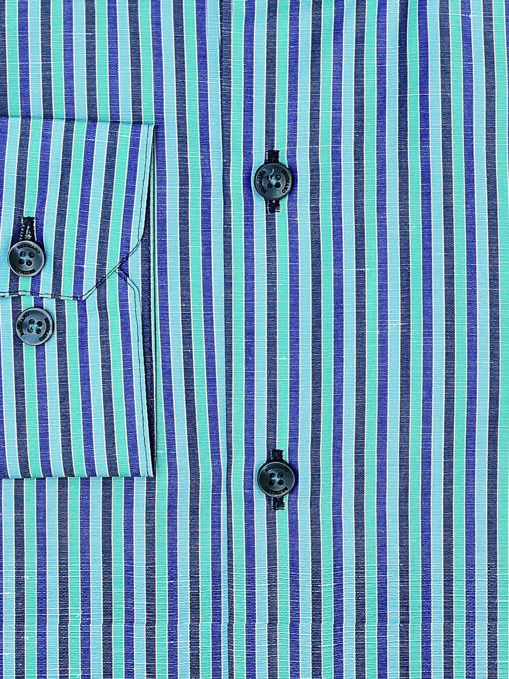 Brumano Ready To Wear Shirts Men 1 Piece Cotton Sea Green Striped Linen Blended Formal Shirt 0-32-024-3306 - Summer Collection