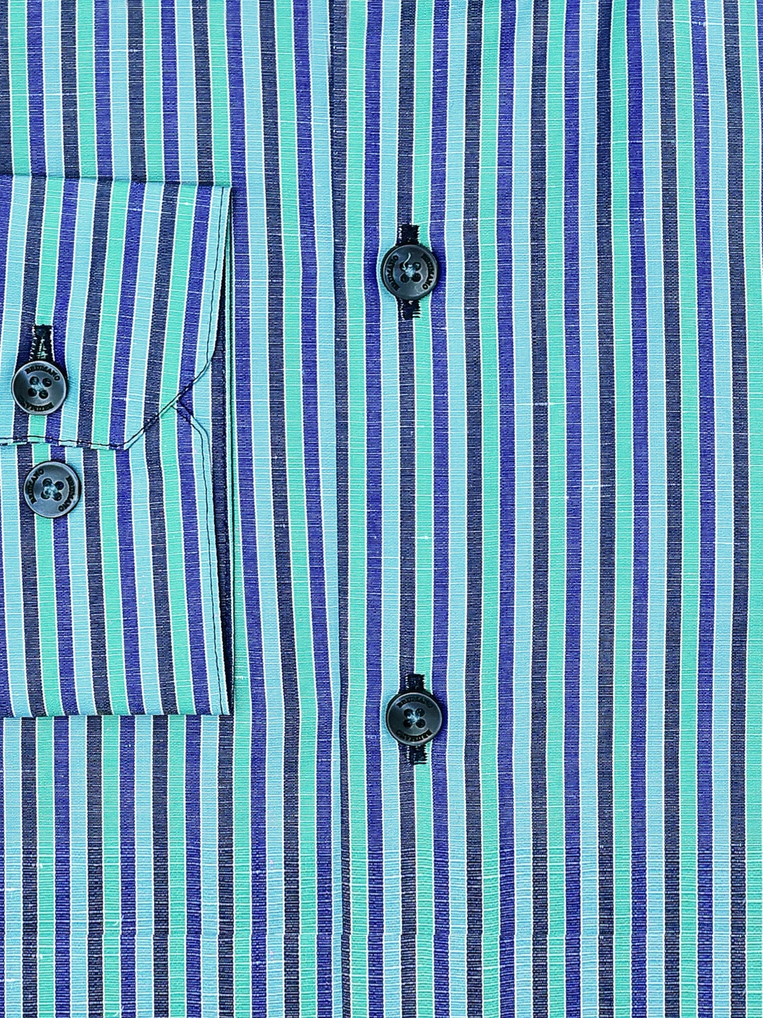 Brumano Ready To Wear Shirts Men 1 Piece Cotton Sea Green Striped Linen Blended Formal Shirt 0-32-024-3306 - Summer Collection