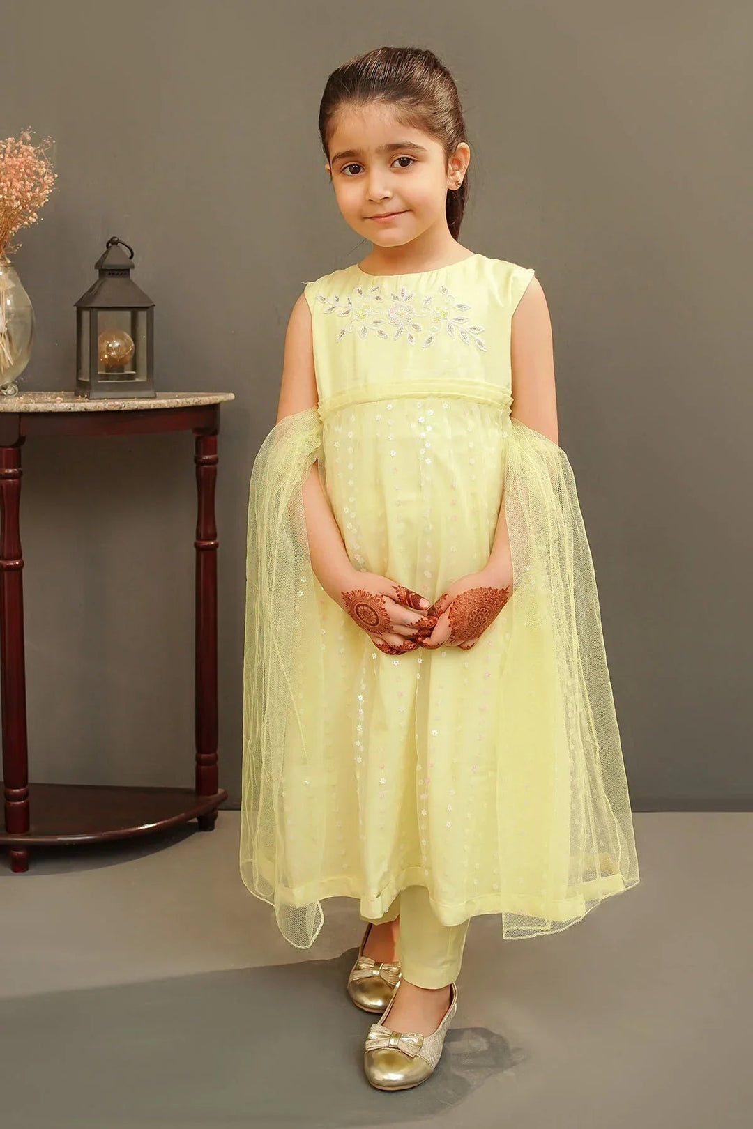 Ochre Girls Pret  Sequence Net Hand Adda Work 3 Piece Suit MAX-22 - Summer Collection
