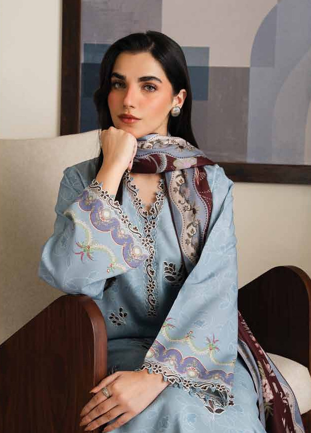 Bellini by Seran Unstitched Embroidered Viscose 3 Piece Suit SN26UBW NERRA D-11 - Winter Collection