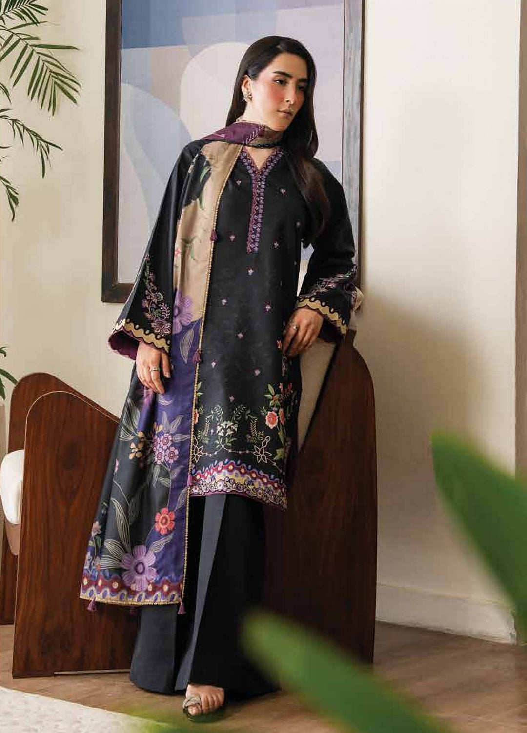 Bellini by Seran Unstitched Embroidered Khaddar 3 Piece Suit SN26UBW Nivelle D-04 - Winter Collection