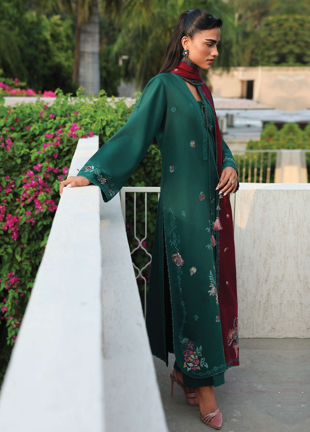 The Heirloom by Seran Unstitched Embroidered Herringbone 3 Piece Suit SN26UTH Elvara D-04 - Casual Collection