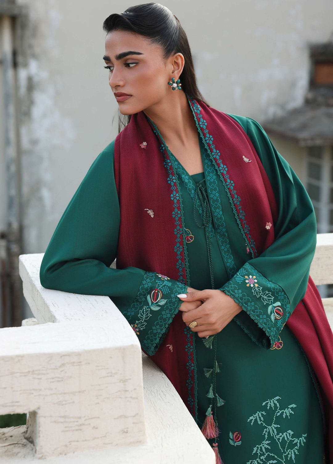 The Heirloom by Seran Unstitched Embroidered Herringbone 3 Piece Suit SN26UTH Elvara D-04 - Casual Collection