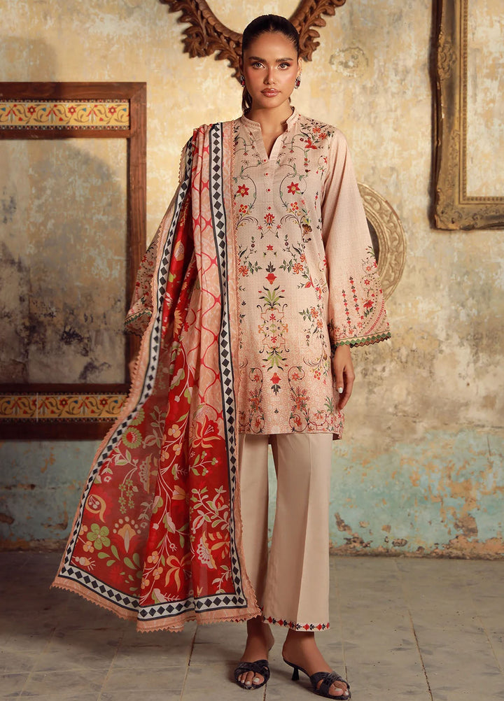 Elara by Sahar Unstitched Printed 3 Piece Cambric SHR25EP Serene Coral - Casual Collection