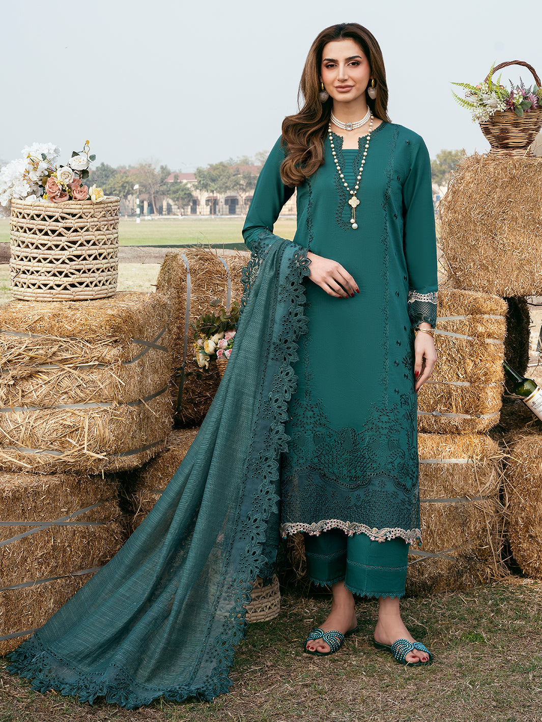 Mahveen by Izel Unstitched Embroidered Lawn 3 Piece Suit Shehnai - Eid Collection