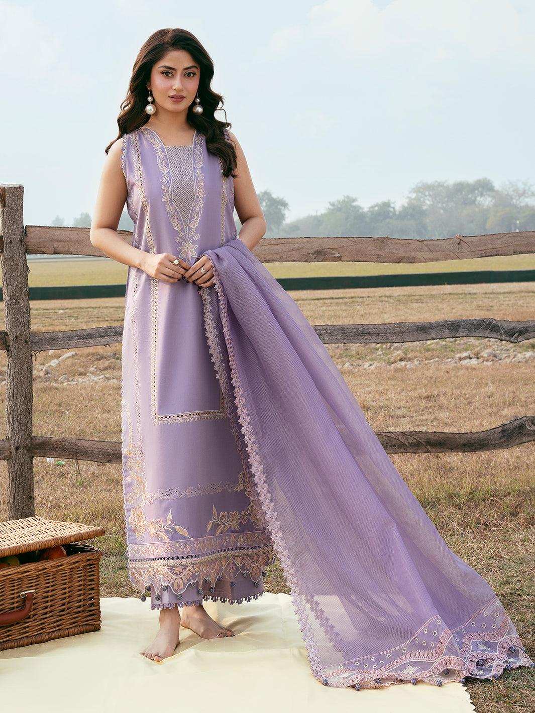 Mahveen by Izel Unstitched Embroidered Lawn 3 Piece Suit Shreya - Eid Collection