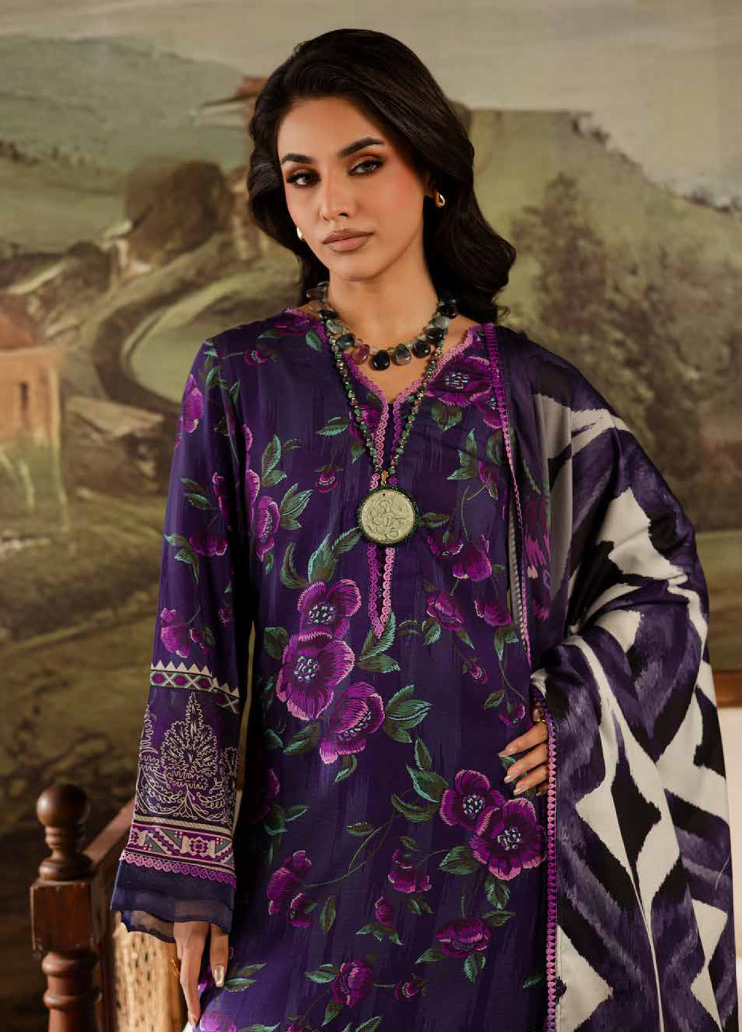 Signature Prints by Nureh Unstitched Linen Printed Suits 3 Piece NU25SW SP-173 - Winter Collection