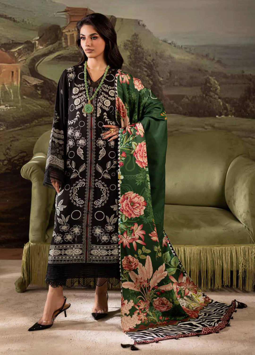 Signature Prints by Nureh Unstitched Linen Printed Suits 3 Piece NU25SW SP-178 - Winter Collection