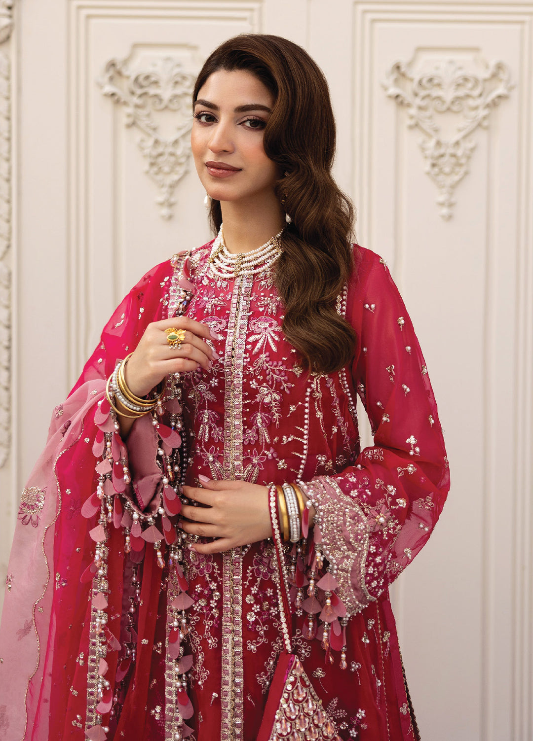 Siraa by Sadaf Fawad Khan Unstitched Suits 3 Piece SDF25SF Fuschia Rose - Formals Collection