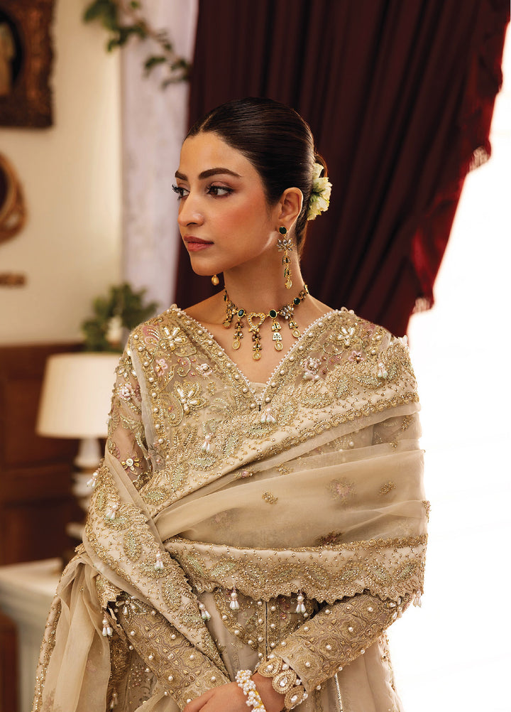 Siraa by Sadaf Fawad Khan Unstitched Suits 3 Piece SDF25SF Ivory Celeste - Formals Collection