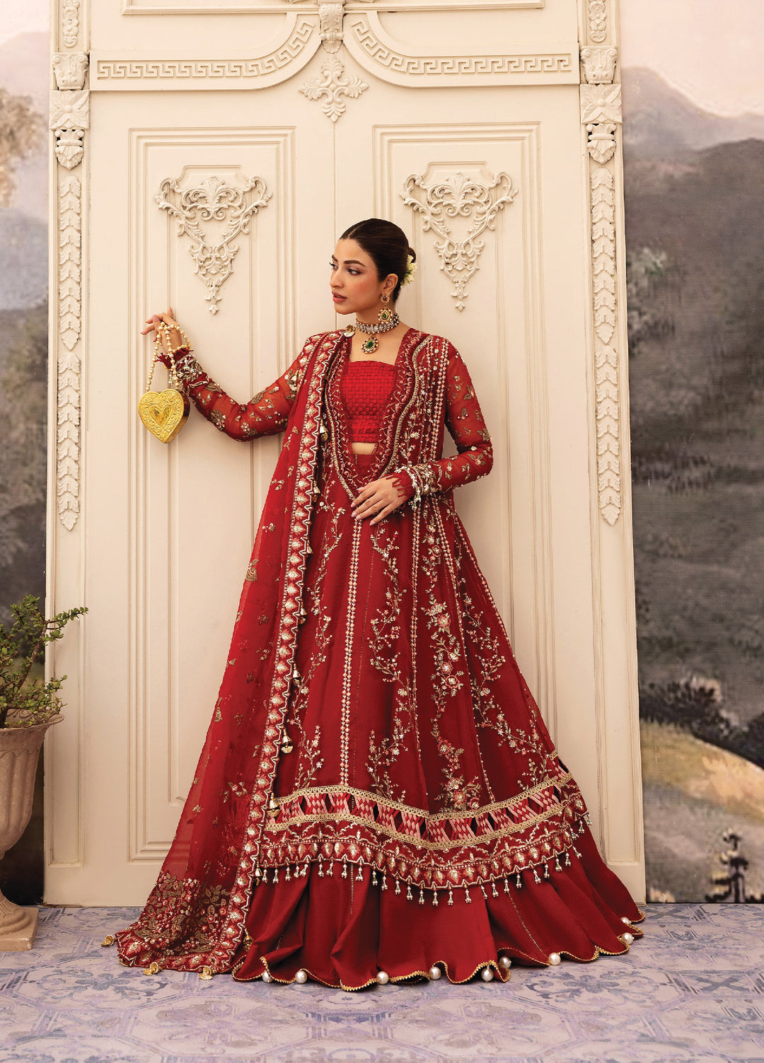 Siraa by Sadaf Fawad Khan Unstitched Suits 3 Piece SDF25SF Scarlet - Formals Collection