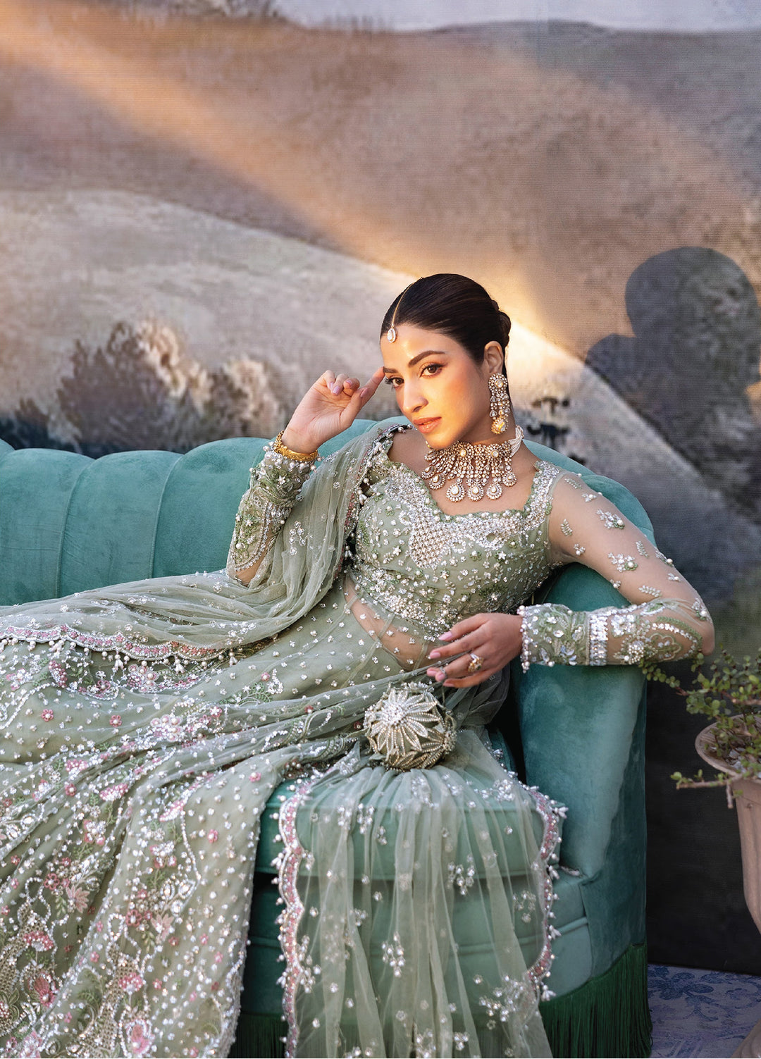 Siraa by Sadaf Fawad Khan Unstitched Suits 3 Piece SDF25SF  Seafoam - Formals Collection