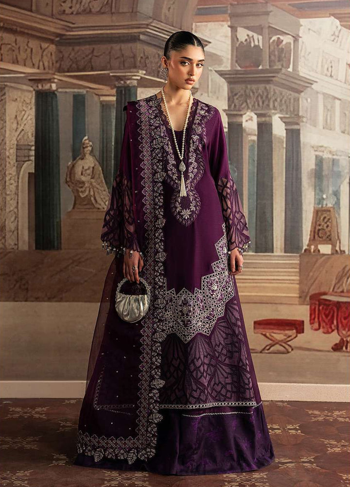 Royal Lumiere by Sadaf Fawad Unstitched Embroidered Raw Silk 3 Piece Suit BANAFSH - Festive Collection